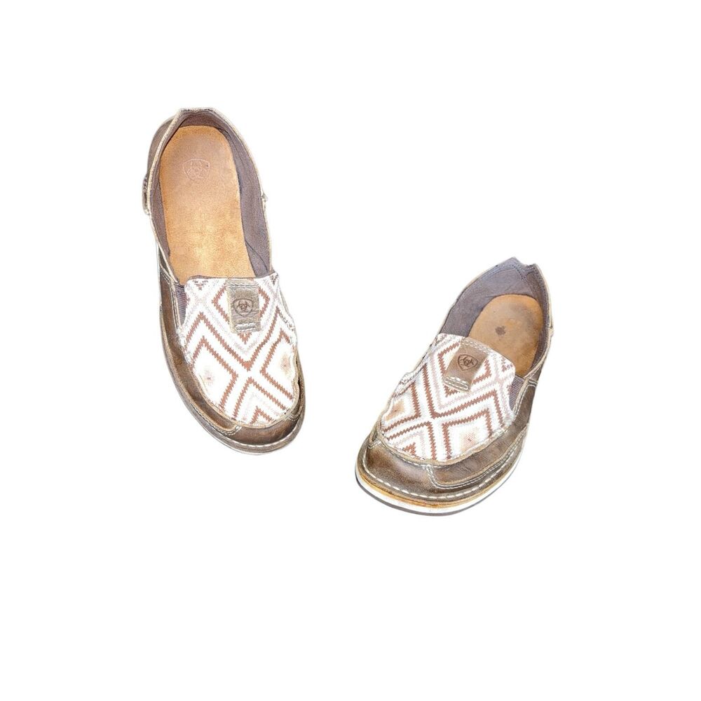 Ariat Cruiser Brown Leather Slip On Shoes Geometric Print Women’s Size - Picture 2 of 11